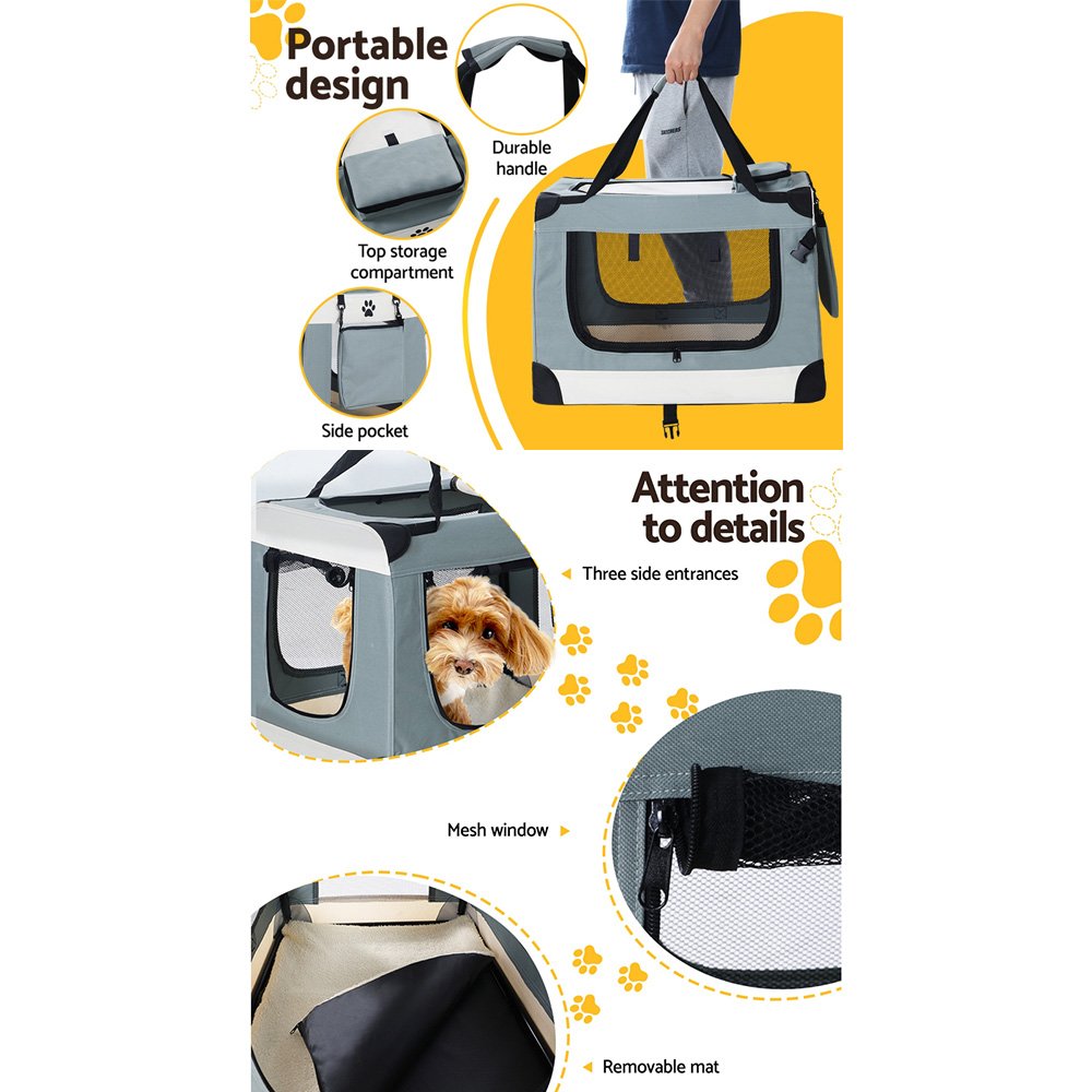 Soft Pet Carrier Crate - Foldable Dog & Cat Travel Bag 6 i.Pet Pet Carrier Soft Crate Dog Cat Travel 70x52CM Portable Foldable Car Large – photo 6