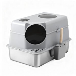 i.Pet Cat Litter Box Large Stainless Steel High Sided Pet Toilet Odour Control