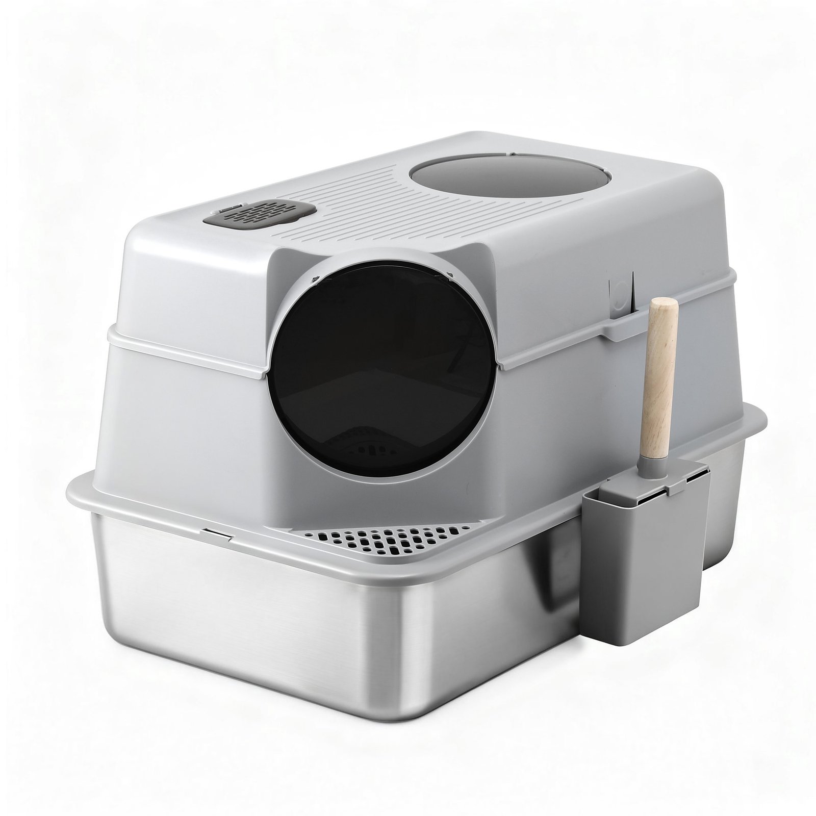 Stainless Steel Cat Litter Box – Large High-Sided Set 1 i.Pet Cat Litter Box Large Stainless Steel High Sided Pet Toilet Odour Control