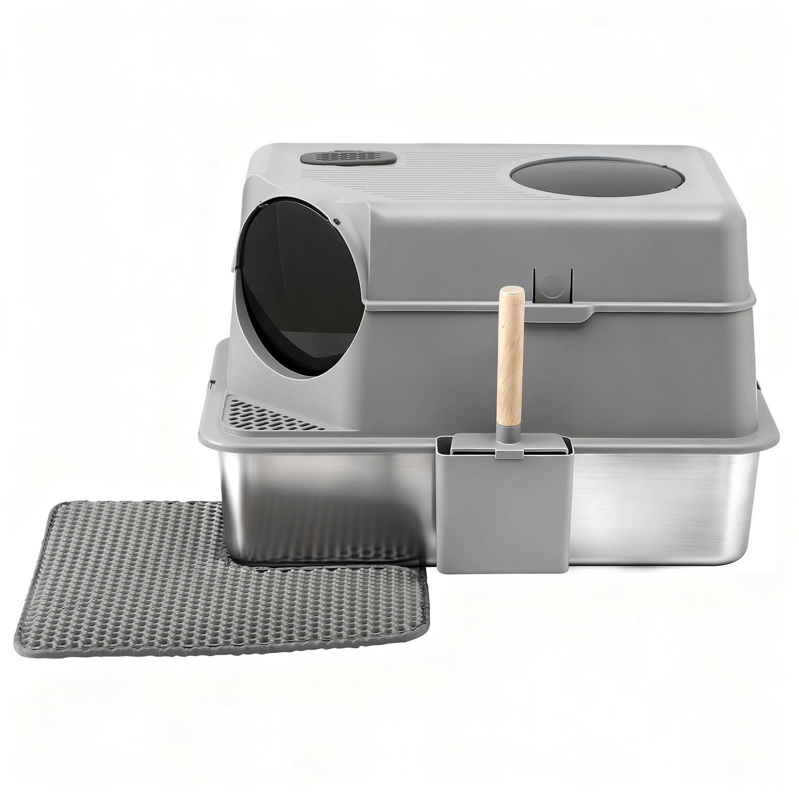 Stainless Steel Cat Litter Box – Large High-Sided Set 3 i.Pet Cat Litter Box Large Stainless Steel High Sided Pet Toilet Odour Control – photo 3