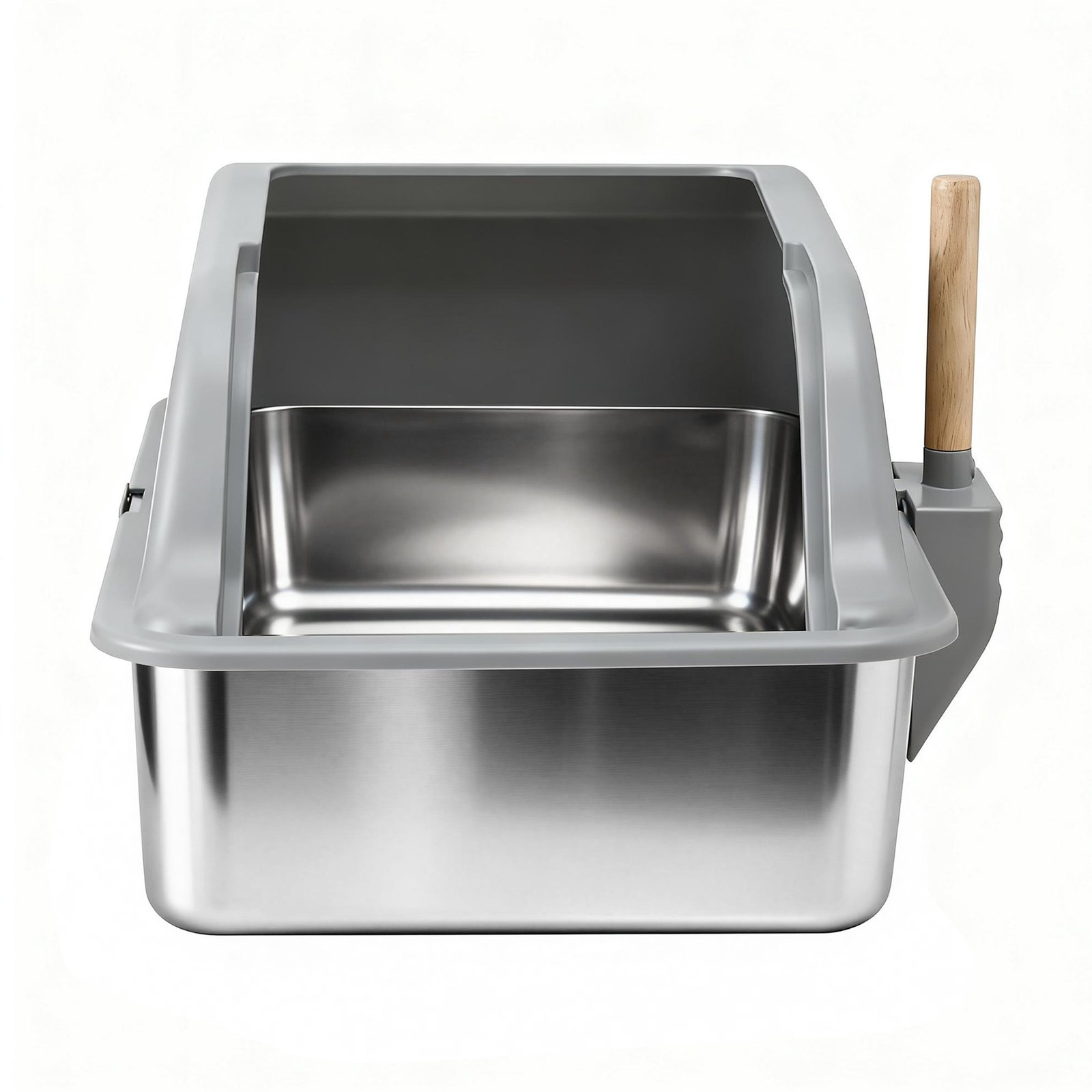 Semi Enclosed Stainless Steel Cat Litter Box - Large 3 i.Pet Cat Litter Box Stainless Steel Large Semi-Enclosed Pet Kitty Toilet Grey – photo 3