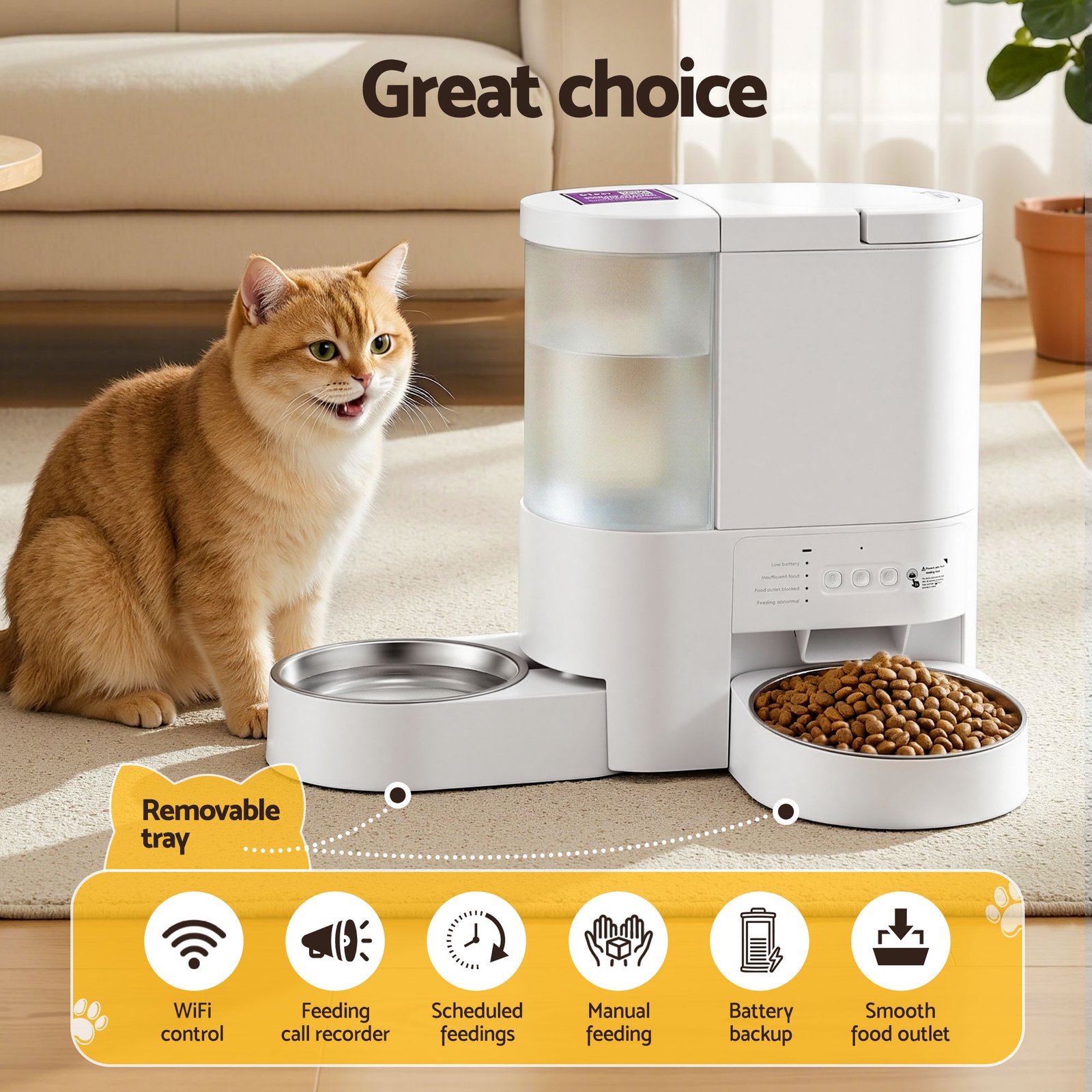2-in-1 Automatic Pet Feeder & Water Dispenser - WiFi 4 i.Pet Automatic Pet Feeder Water Dispenser 2-in-1 Smart WiFi Dog Cat Food 4L – photo 4