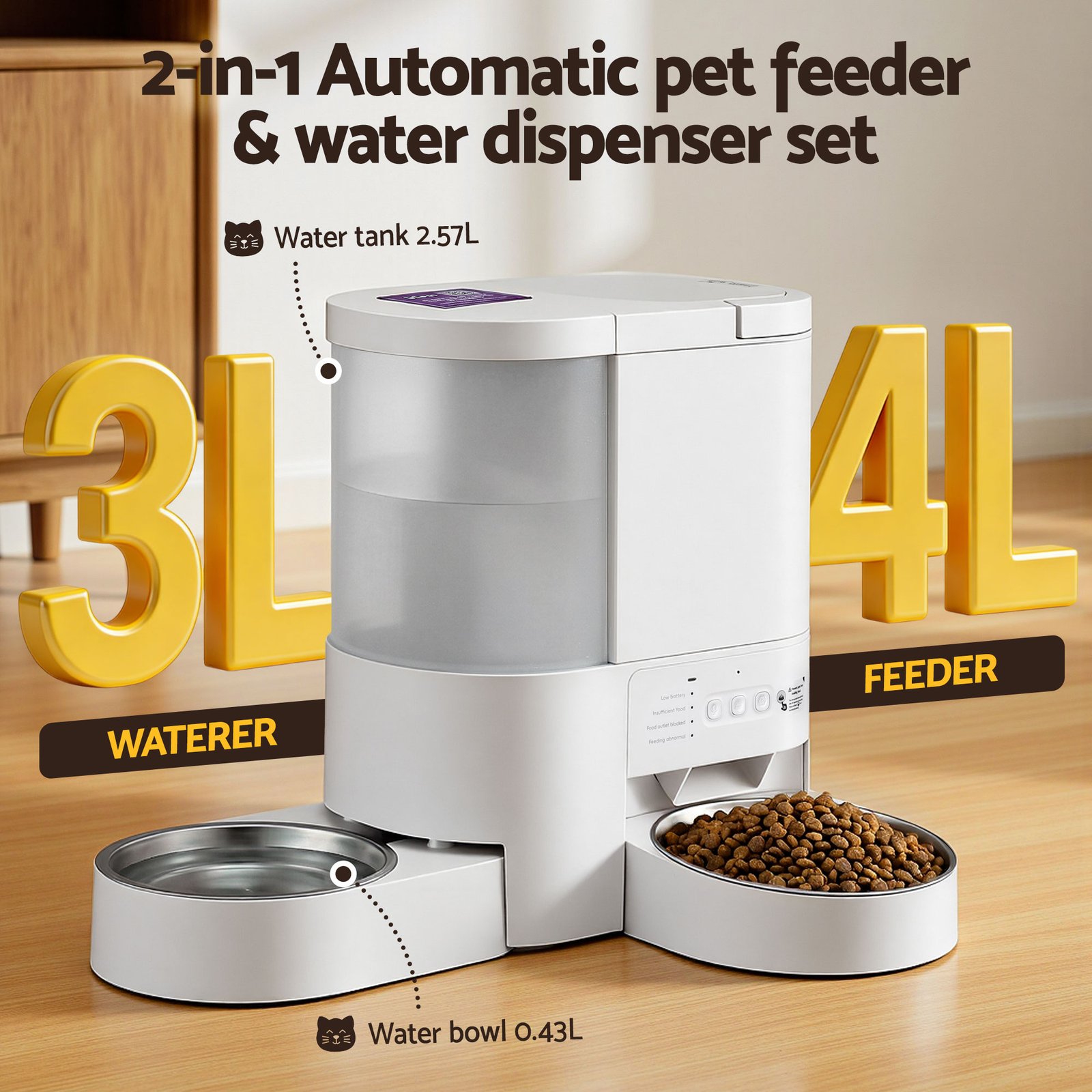 2-in-1 Automatic Pet Feeder & Water Dispenser - WiFi 5 i.Pet Automatic Pet Feeder Water Dispenser 2-in-1 Smart WiFi Dog Cat Food 4L – photo 5