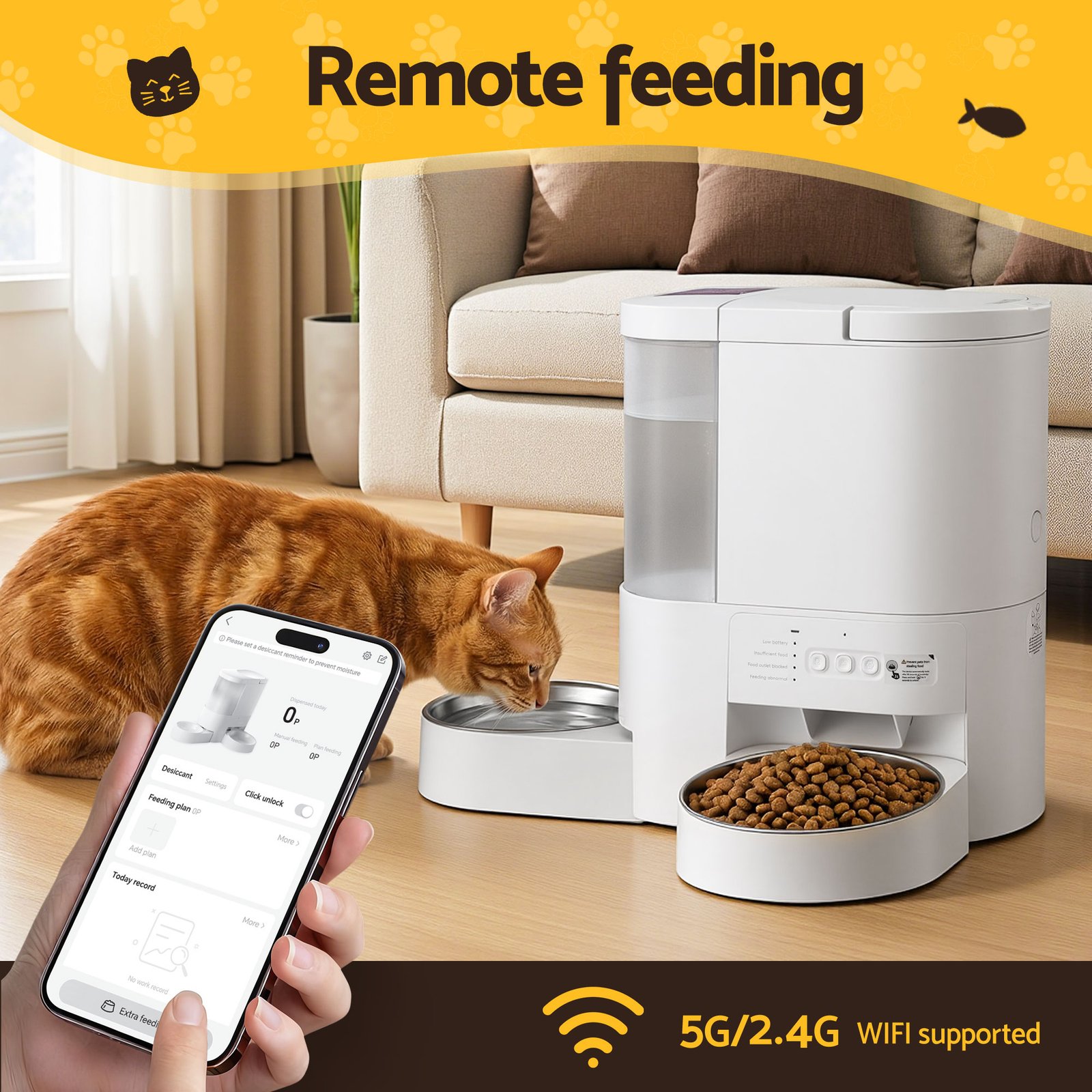 2-in-1 Automatic Pet Feeder & Water Dispenser - WiFi 6 i.Pet Automatic Pet Feeder Water Dispenser 2-in-1 Smart WiFi Dog Cat Food 4L – photo 6