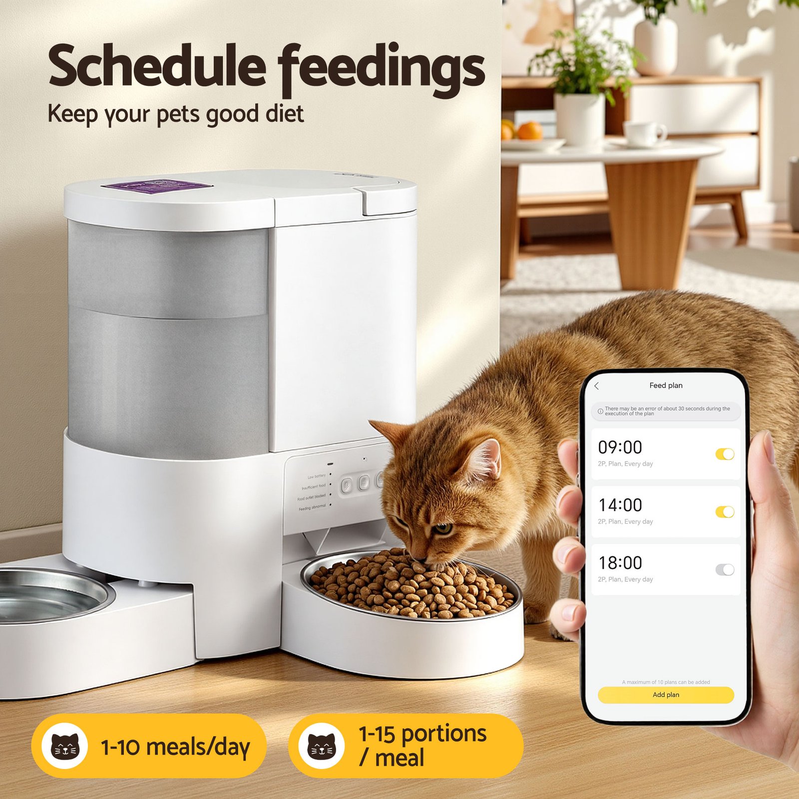 2-in-1 Automatic Pet Feeder & Water Dispenser - WiFi 7 i.Pet Automatic Pet Feeder Water Dispenser 2-in-1 Smart WiFi Dog Cat Food 4L – photo 7