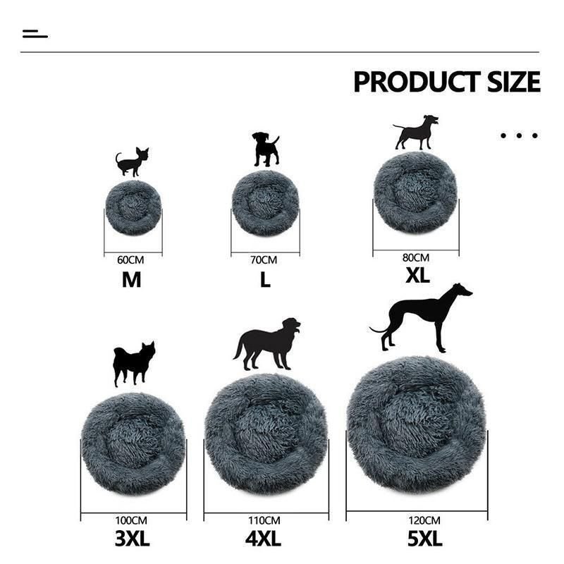 Donut Calming Pet Bed - Plush Washable Dog & Cat Nest 3 Coffee Cat Bed Pet Bed Dog Donut Nest Calming Deep Sleeping Soft Plush Kennel Washable - 80CM – photo 3