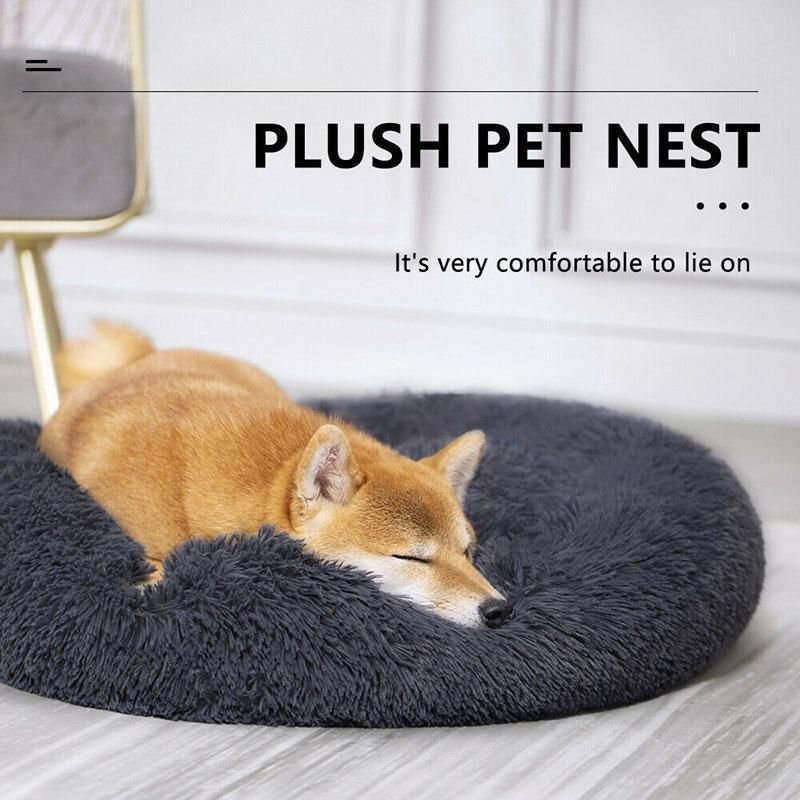 Donut Calming Pet Bed - Plush Washable Dog & Cat Nest 4 Coffee Cat Bed Pet Bed Dog Donut Nest Calming Deep Sleeping Soft Plush Kennel Washable - 80CM – photo 4
