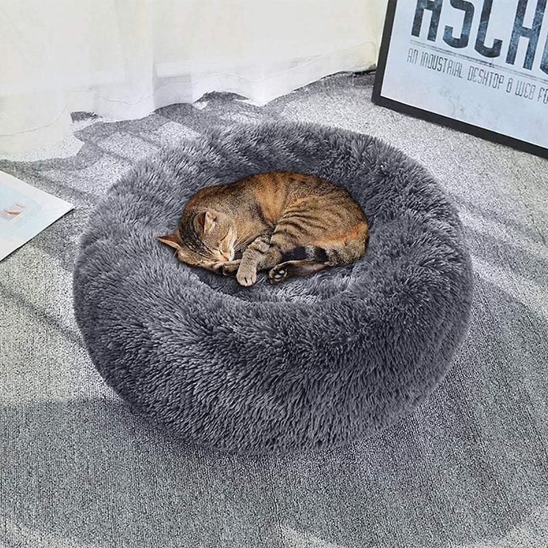 Donut Calming Pet Bed - Plush Washable Dog & Cat Nest 7 Coffee Cat Bed Pet Bed Dog Donut Nest Calming Deep Sleeping Soft Plush Kennel Washable - 80CM – photo 7