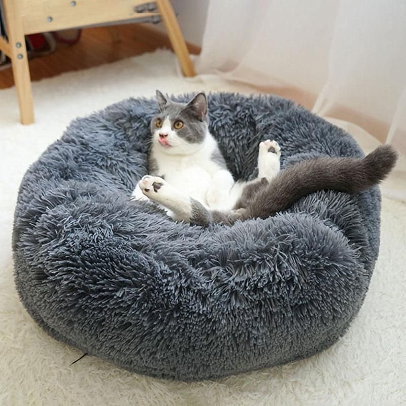 Donut Calming Pet Bed - Plush Washable Dog & Cat Nest 9 Coffee Cat Bed Pet Bed Dog Donut Nest Calming Deep Sleeping Soft Plush Kennel Washable - 80CM – photo 9
