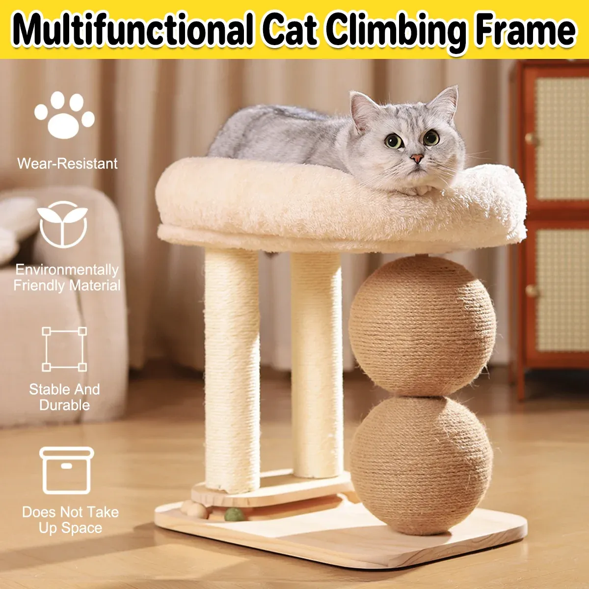 Cat Tree with Bed & Scratching Posts - Play Frame 1 Cat Climbing Frame Bed Multi Functional Stand Cat Tree Condo Furniture for Cats