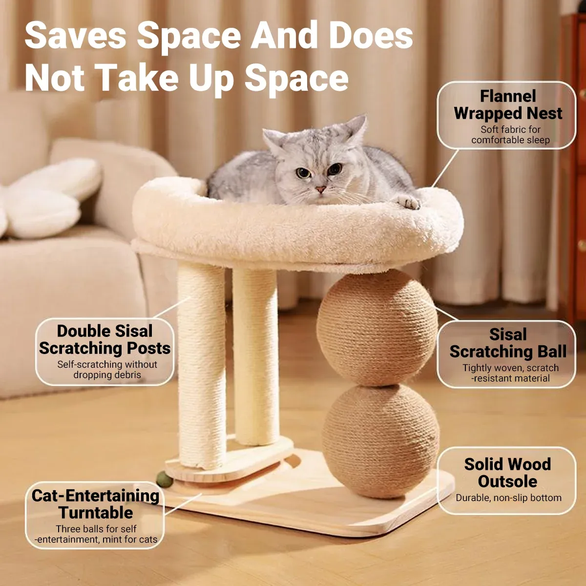 Cat Tree with Bed & Scratching Posts - Play Frame 4 Cat Climbing Frame Bed Multi Functional Stand Cat Tree Condo Furniture for Cats – photo 4
