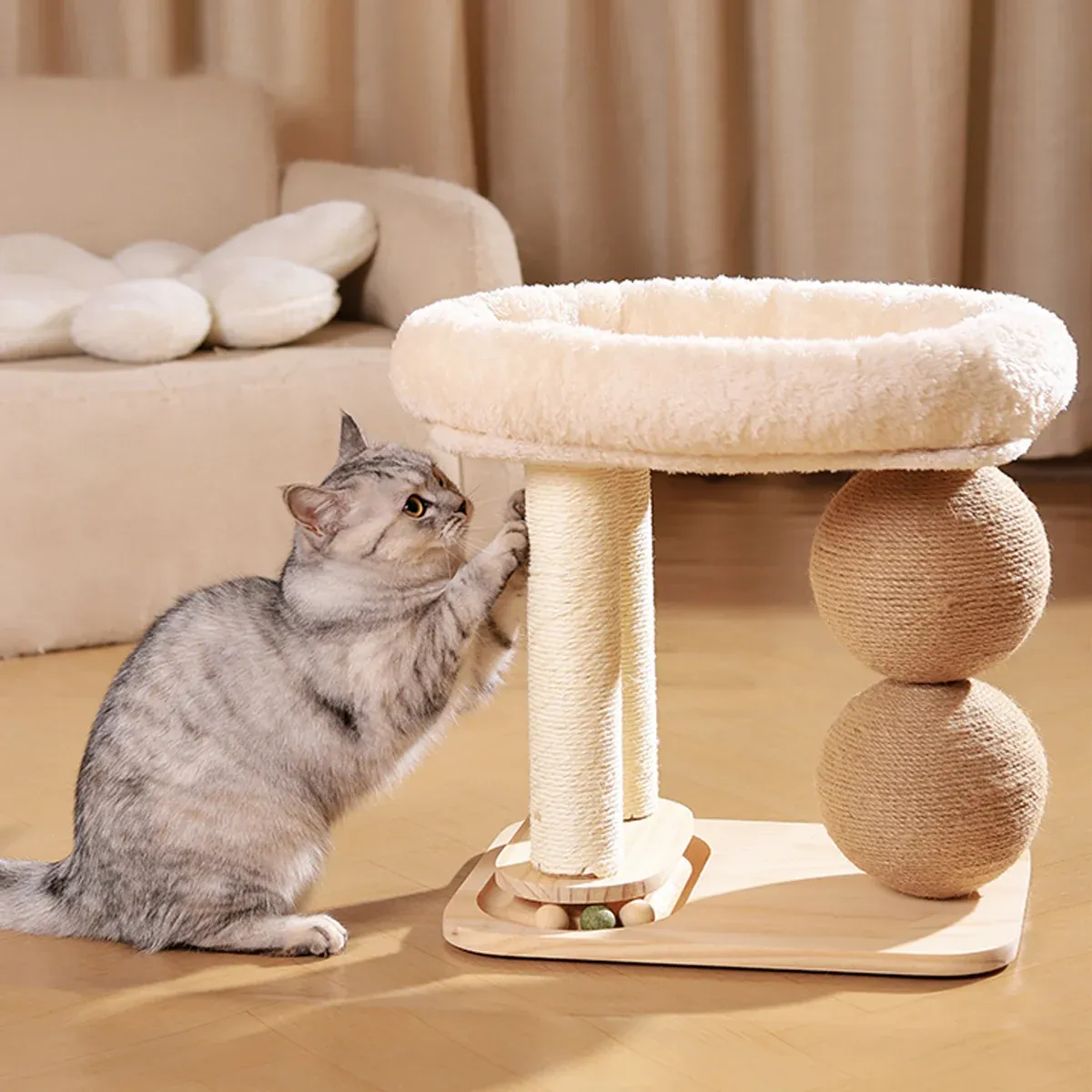 Cat Tree with Bed & Scratching Posts - Play Frame 7 Cat Climbing Frame Bed Multi Functional Stand Cat Tree Condo Furniture for Cats – photo 7
