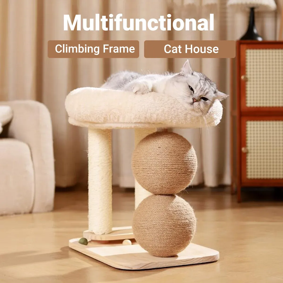 Cat Tree with Bed & Scratching Posts - Play Frame 10 Cat Climbing Frame Bed Multi Functional Stand Cat Tree Condo Furniture for Cats – photo 10