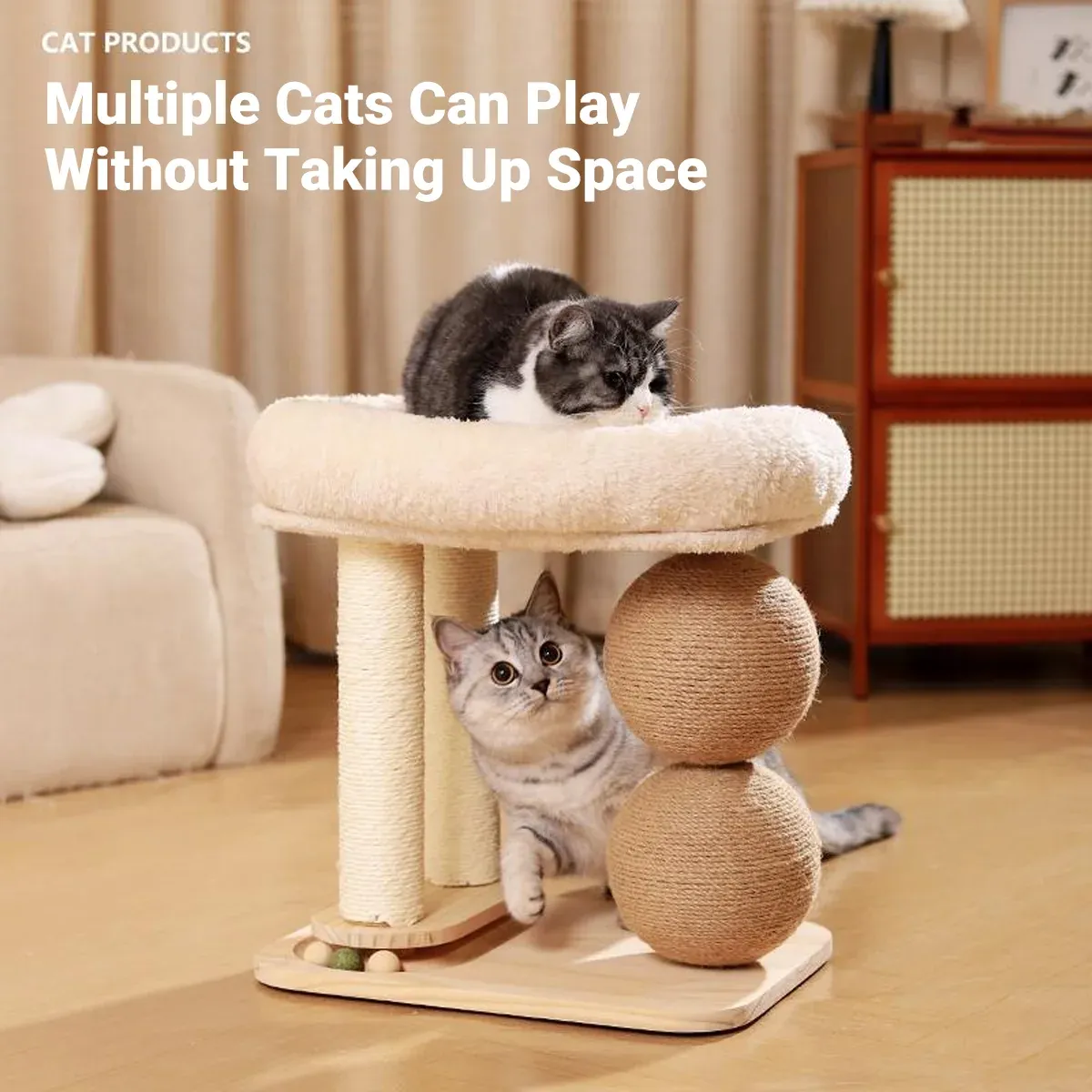 Cat Tree with Bed & Scratching Posts - Play Frame 12 Cat Climbing Frame Bed Multi Functional Stand Cat Tree Condo Furniture for Cats – photo 12