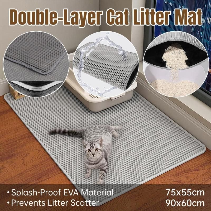 Double Layer Cat Litter Mat-– Waterproof & Non-Slip 2 Large Double Layer Litter Mat Waterproof Non Slip Cat Trapping Pad Easy to Clean - 90x60cm – photo 2