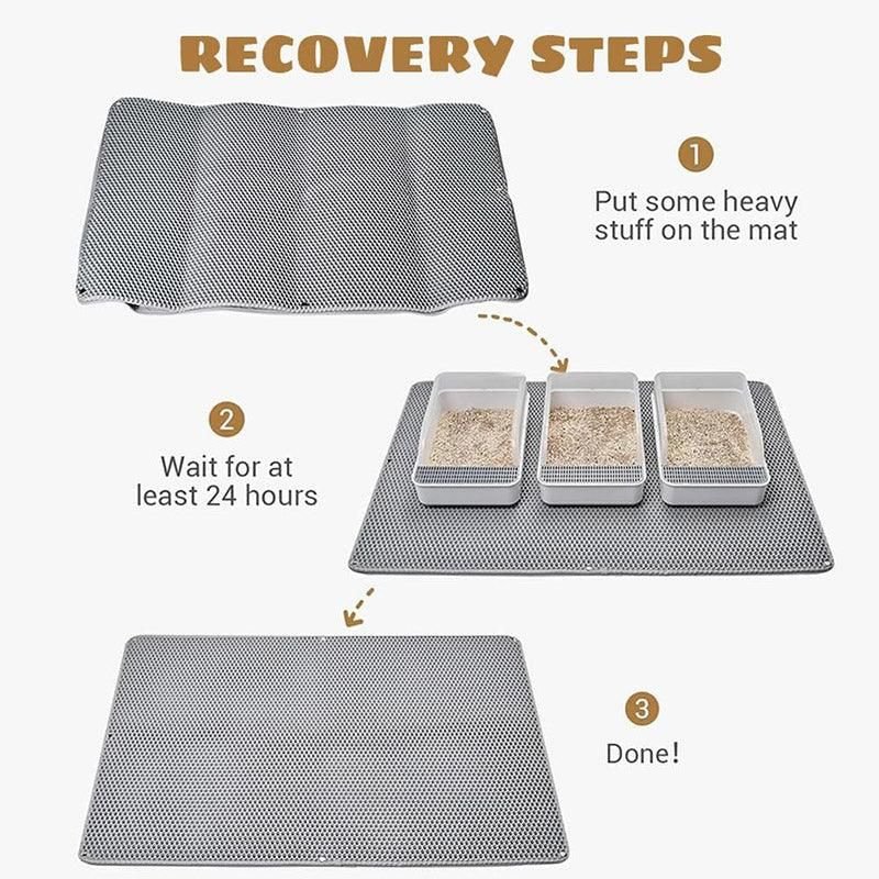 Double Layer Cat Litter Mat-– Waterproof & Non-Slip 5 Large Double Layer Litter Mat Waterproof Non Slip Cat Trapping Pad Easy to Clean - 90x60cm – photo 5