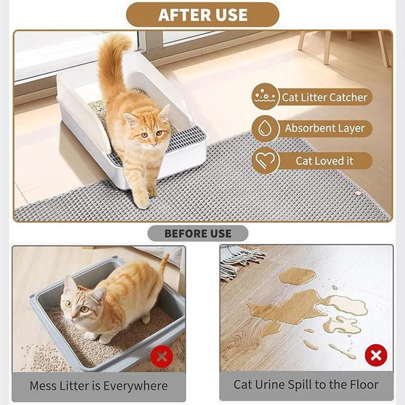 Double Layer Cat Litter Mat-– Waterproof & Non-Slip 6 Large Double Layer Litter Mat Waterproof Non Slip Cat Trapping Pad Easy to Clean - 90x60cm – photo 6