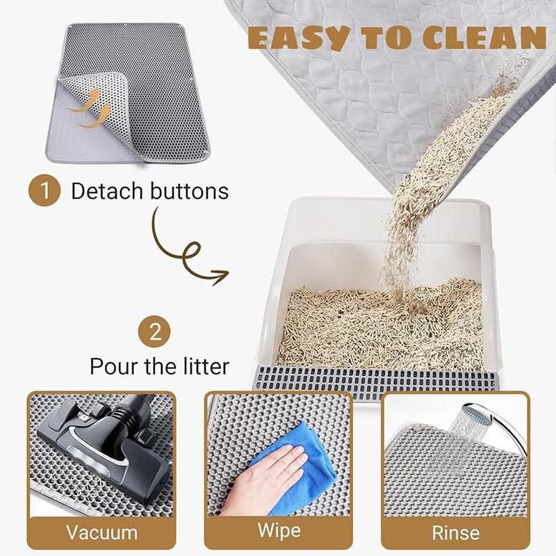 Double Layer Cat Litter Mat-– Waterproof & Non-Slip 8 Large Double Layer Litter Mat Waterproof Non Slip Cat Trapping Pad Easy to Clean - 90x60cm – photo 8