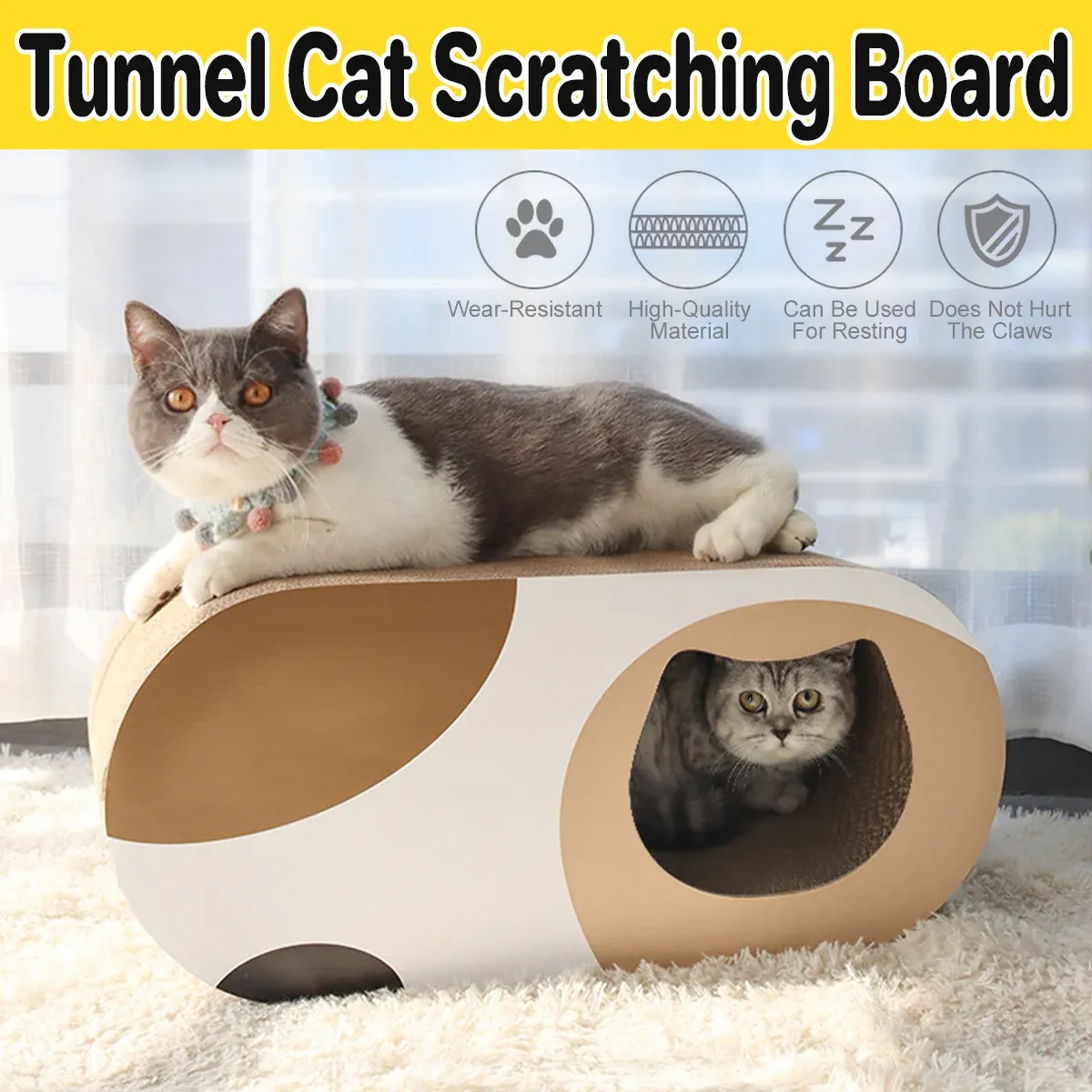 3-in-1 Cat Tunnel Scratcher & Bed - Play & Hide 14 Durable Cat Tunnel Scratcher Bed Combo Interactive Toy House For Kittens Pets – photo 15