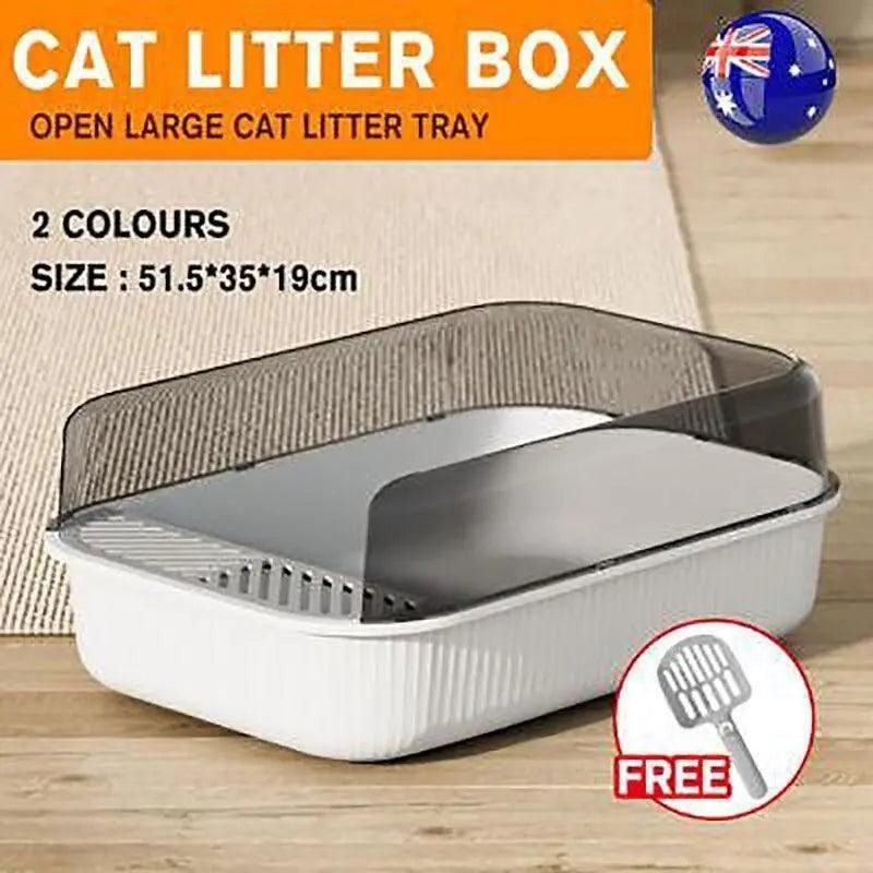 Open Top Cat Litter Box - Splash Guard & Wide Entry 2 Litter Tray Box with Splash Guard and Wide Opening for Cats Open Top Design - White – photo 2