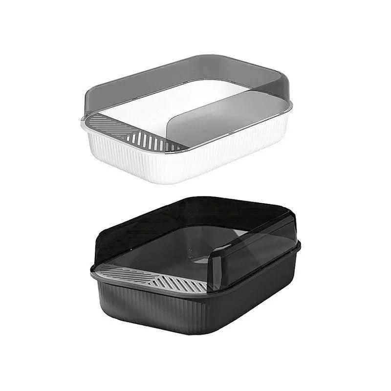 Open Top Cat Litter Box - Splash Guard & Wide Entry 3 Litter Tray Box with Splash Guard and Wide Opening for Cats Open Top Design - White – photo 3
