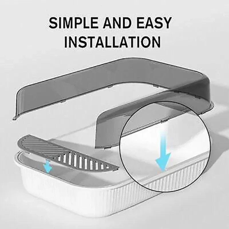 Open Top Cat Litter Box - Splash Guard & Wide Entry 5 Litter Tray Box with Splash Guard and Wide Opening for Cats Open Top Design - White – photo 5