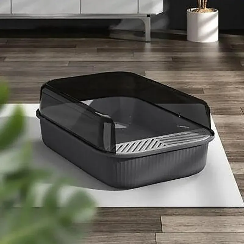 Open Top Cat Litter Box - Splash Guard & Wide Entry 7 Litter Tray Box with Splash Guard and Wide Opening for Cats Open Top Design - White – photo 7