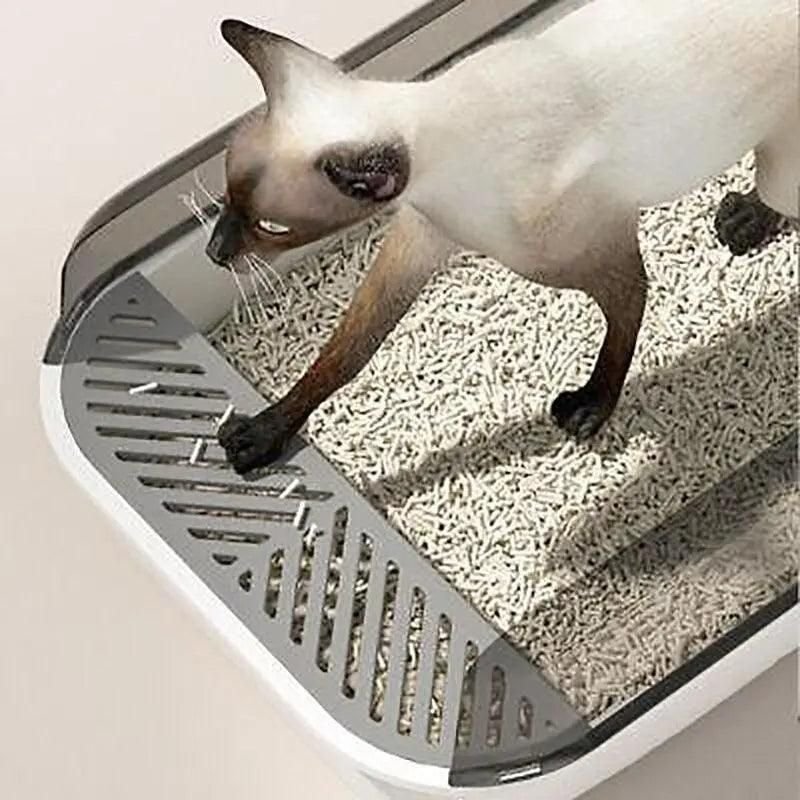 Open Top Cat Litter Box - Splash Guard & Wide Entry 13 Litter Tray Box with Splash Guard and Wide Opening for Cats Open Top Design - White – photo 13