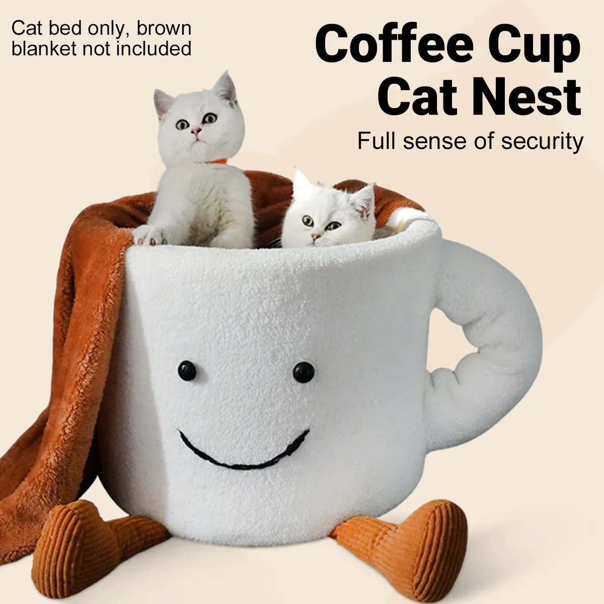 Coffee Cup Cat Bed - Cosy Plush Enclosed Pet Nest 4 Cat Bed Coffee Cup Shape Cartoon Pet Bed Soft Nest Small Pets Sleeping Indoor – photo 4