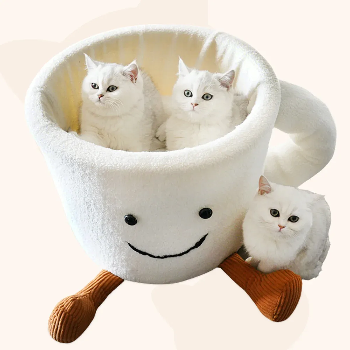 Coffee Cup Cat Bed - Cosy Plush Enclosed Pet Nest 8 Cat Bed Coffee Cup Shape Cartoon Pet Bed Soft Nest Small Pets Sleeping Indoor – photo 8