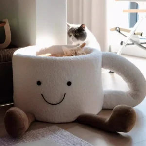 Cat Bed Coffee Cup Shape Cartoon Pet Bed Soft Nest Small Pets Sleeping Indoor – photo 9