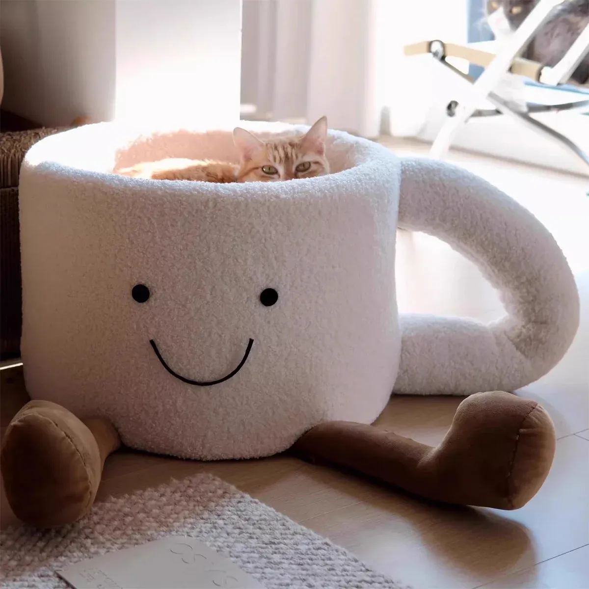 Coffee Cup Cat Bed - Cosy Plush Enclosed Pet Nest 11 Cat Bed Coffee Cup Shape Cartoon Pet Bed Soft Nest Small Pets Sleeping Indoor – photo 11