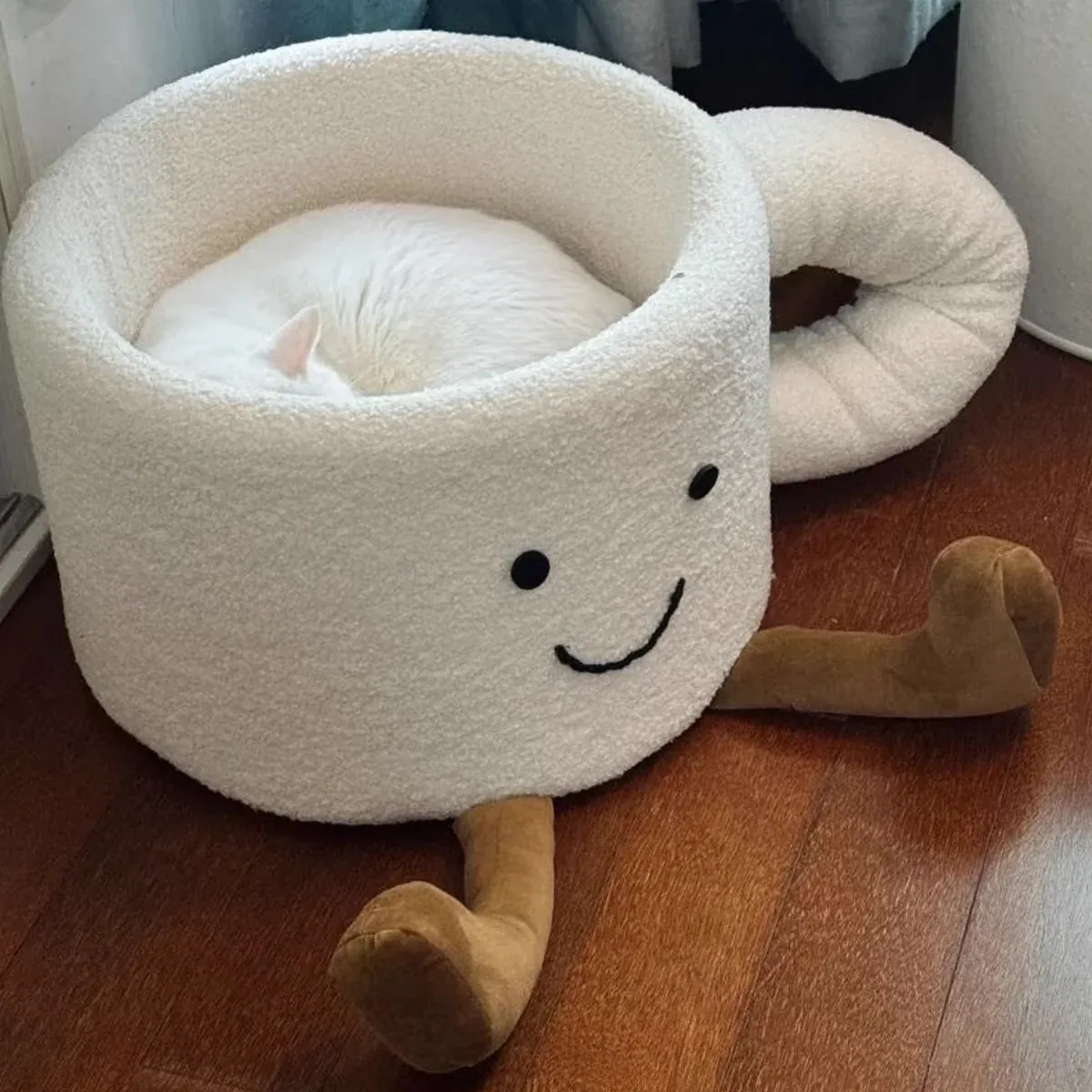 Coffee Cup Cat Bed - Cosy Plush Enclosed Pet Nest 13 Cat Bed Coffee Cup Shape Cartoon Pet Bed Soft Nest Small Pets Sleeping Indoor – photo 13