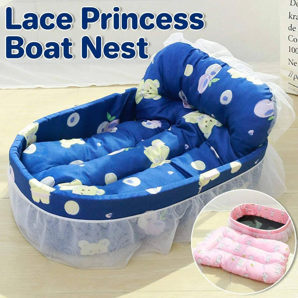 Princess Lace Pet Bed- Cosy Cat & Small Dog Nest 2 Cat Kennel Universal Cat Sleeping Nest Princess Style Lace Pet Special Kitten Cyber Red Mat - Blue – photo 2