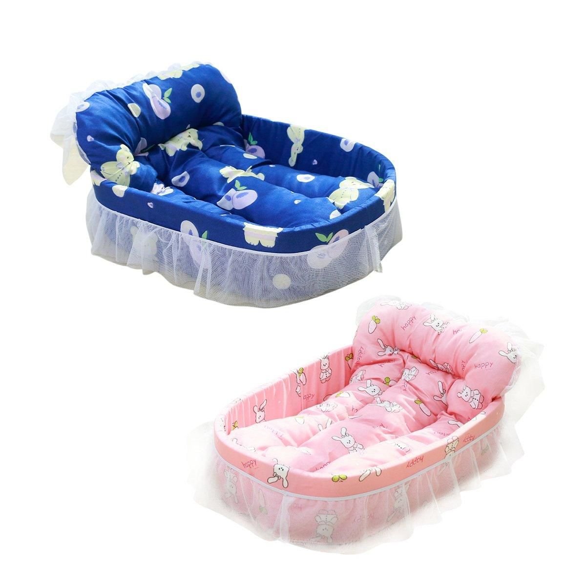 Princess Lace Pet Bed- Cosy Cat & Small Dog Nest 3 Cat Kennel Universal Cat Sleeping Nest Princess Style Lace Pet Special Kitten Cyber Red Mat - Blue – photo 3