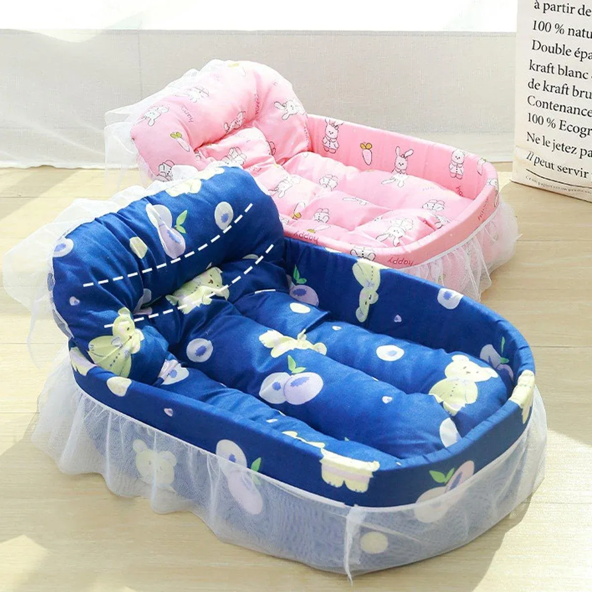 Princess Lace Pet Bed- Cosy Cat & Small Dog Nest 12 Cat Kennel Universal Cat Sleeping Nest Princess Style Lace Pet Special Kitten Cyber Red Mat - Blue – photo 12
