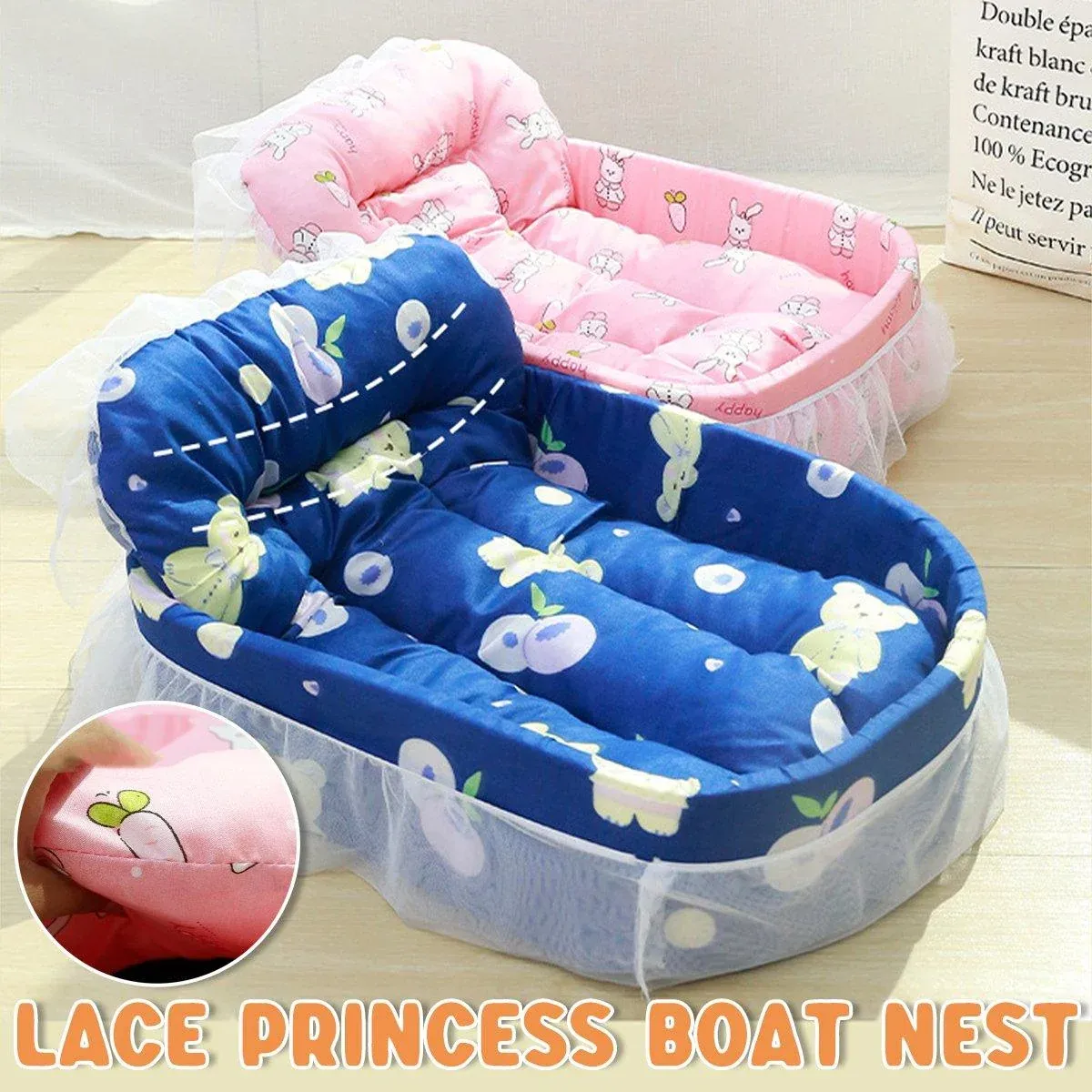 Princess Lace Pet Bed- Cosy Cat & Small Dog Nest 14 Cat Kennel Universal Cat Sleeping Nest Princess Style Lace Pet Special Kitten Cyber Red Mat - Blue – photo 14