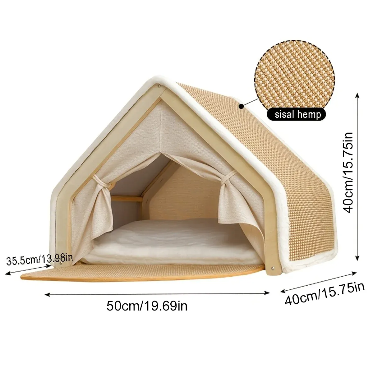 3-in-1 Cat House – Cosy Bed, Shelter & Scratcher 3 Cat Tent House Semi Enclosed Nest Cat Bed Scratch Board Indoor Kitten Shelter – photo 3