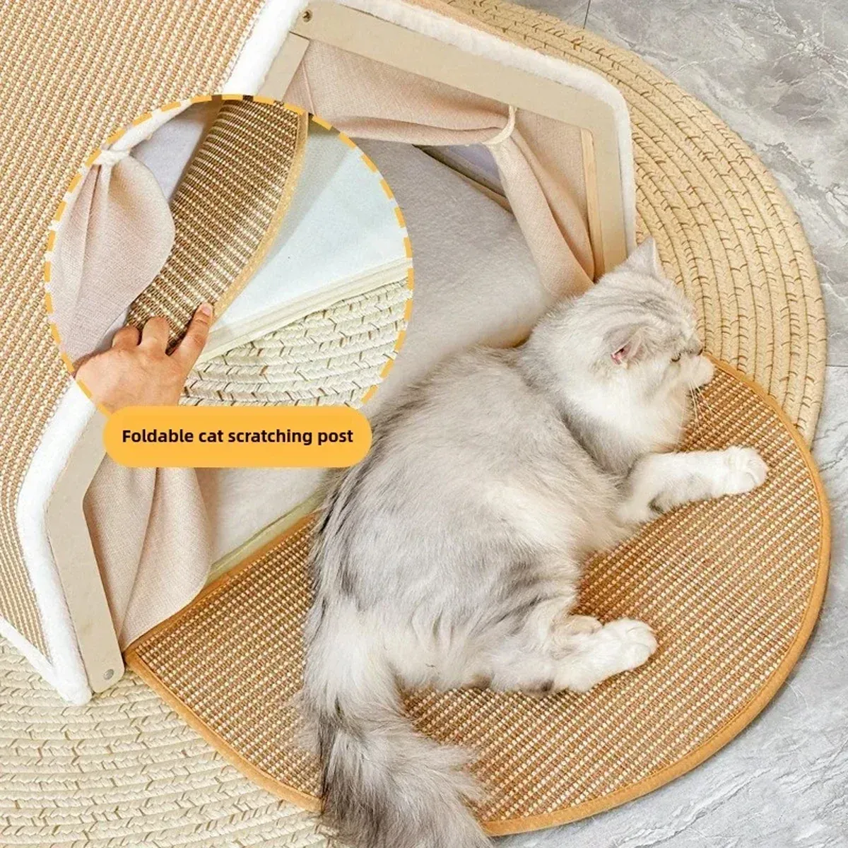 3-in-1 Cat House – Cosy Bed, Shelter & Scratcher 9 Cat Tent House Semi Enclosed Nest Cat Bed Scratch Board Indoor Kitten Shelter – photo 9