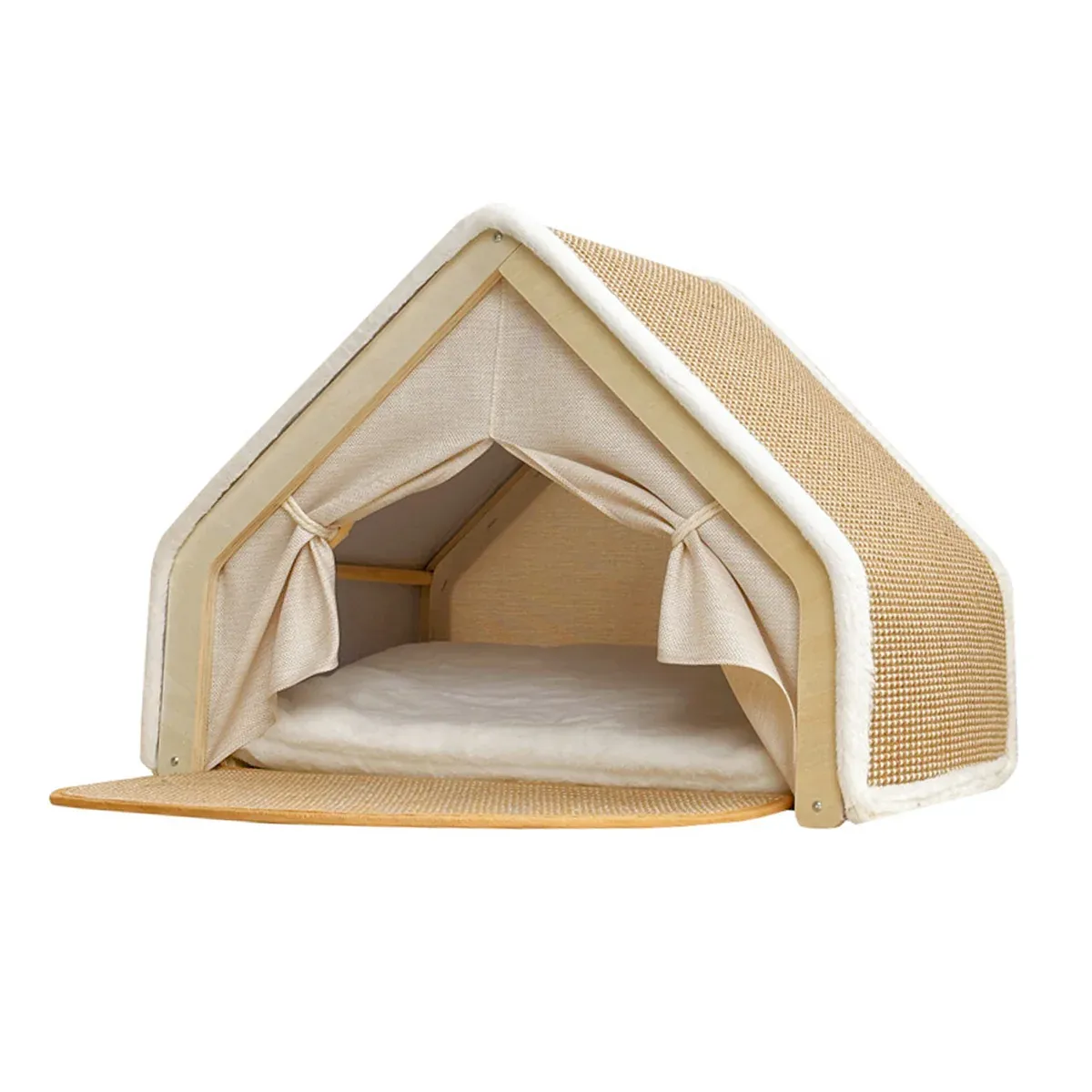 3-in-1 Cat House – Cosy Bed, Shelter & Scratcher 10 Cat Tent House Semi Enclosed Nest Cat Bed Scratch Board Indoor Kitten Shelter – photo 10