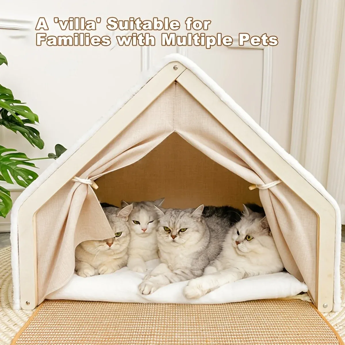 3-in-1 Cat House – Cosy Bed, Shelter & Scratcher 11 Cat Tent House Semi Enclosed Nest Cat Bed Scratch Board Indoor Kitten Shelter – photo 12