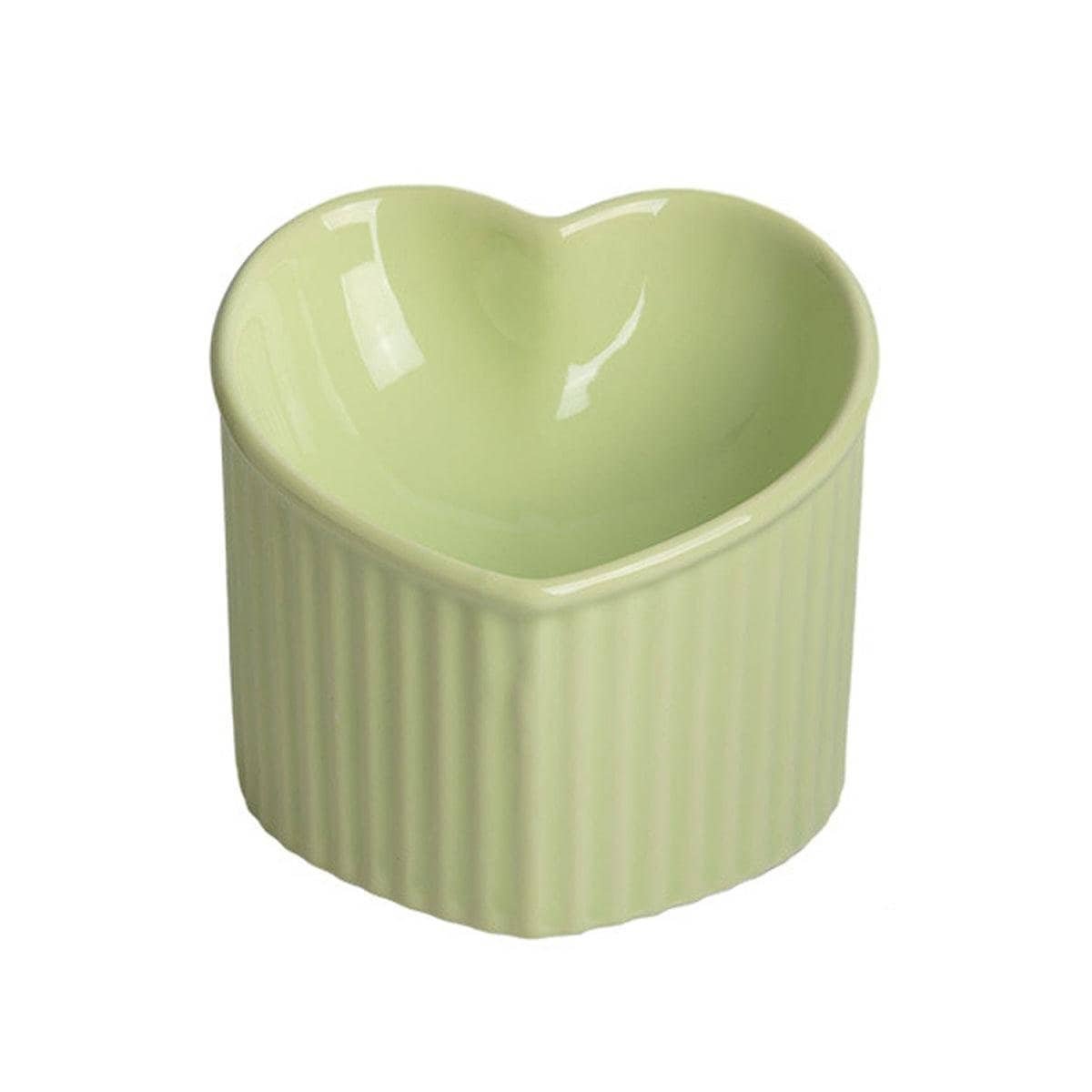 Raised Heart-Shaped Ceramic Cat Bowl 6 Love Shape Slanted Cat Bowl Ceramic Pet Bowl for Cats Food Water Feeding Dish - Green – photo 6