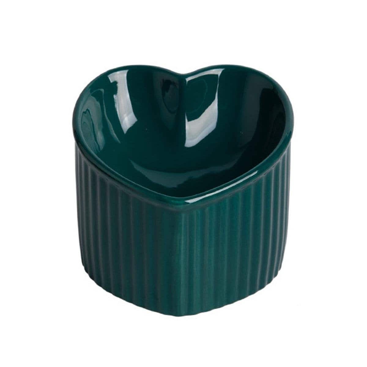 Raised Heart-Shaped Ceramic Cat Bowl 8 Love Shape Slanted Cat Bowl Ceramic Pet Bowl for Cats Food Water Feeding Dish - Green – photo 8