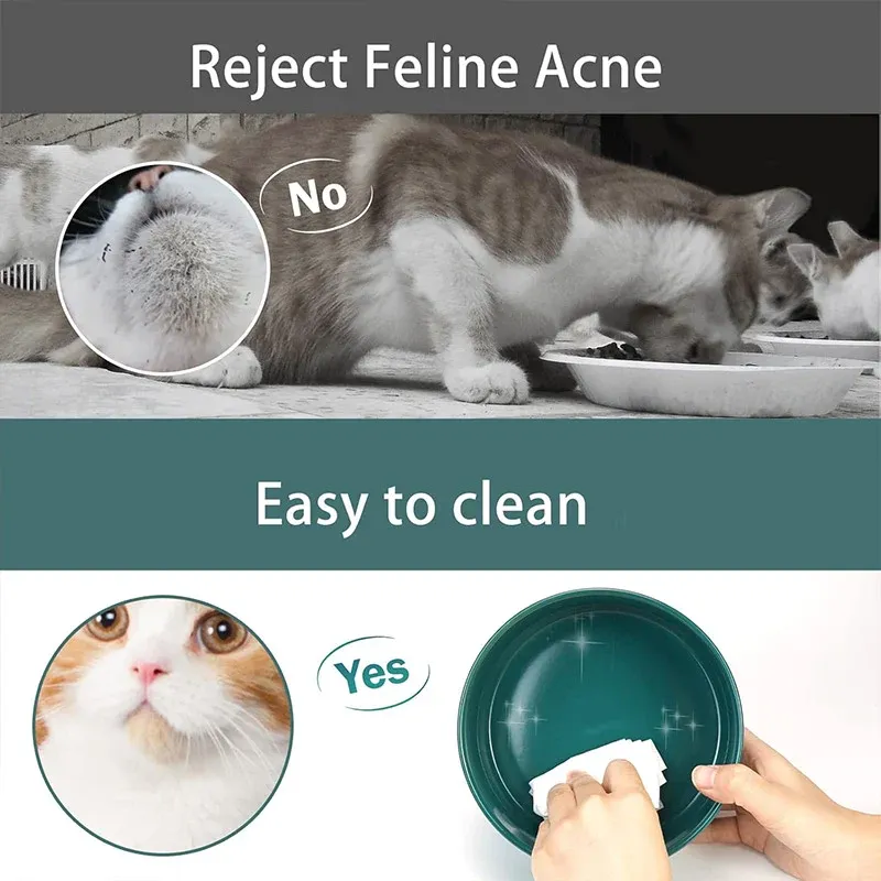 Elevated Ceramic Pet Bowl Set with Bamboo Stand 8 Ceramic Pet Bowl Double Cat Food Bowl Dog Water Bowl Feeding Drinking Bowl Set - Pink – photo 8