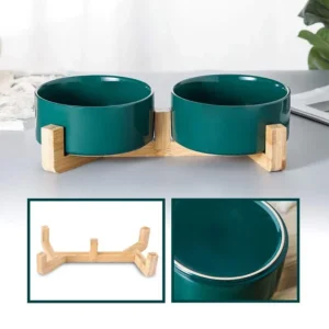Ceramic Pet Bowl Double Cat Food Bowl Dog Water Bowl Feeding Drinking Bowl Set - Pink – photo 9