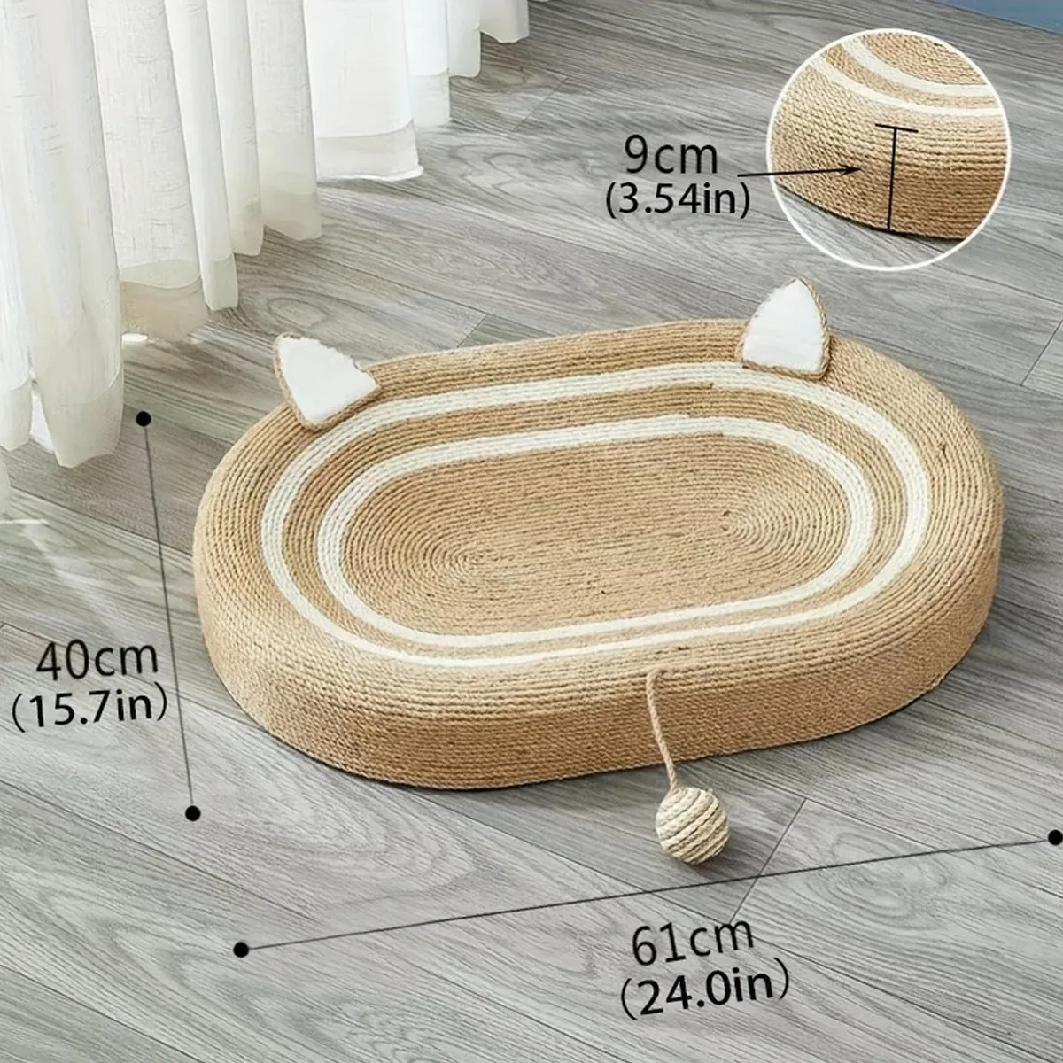 Extra-Large Sisal Cat Scratch Bed – Scratch & Nap 3 Sisal Basin Cat Scratch Board Cat Paw Board Basin Cat Bed Kitten Scratcher Pad – photo 3