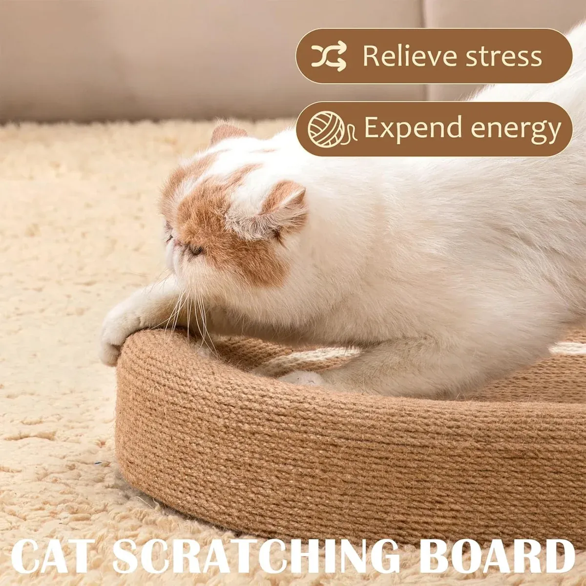 Extra-Large Sisal Cat Scratch Bed – Scratch & Nap 11 Sisal Basin Cat Scratch Board Cat Paw Board Basin Cat Bed Kitten Scratcher Pad – photo 11