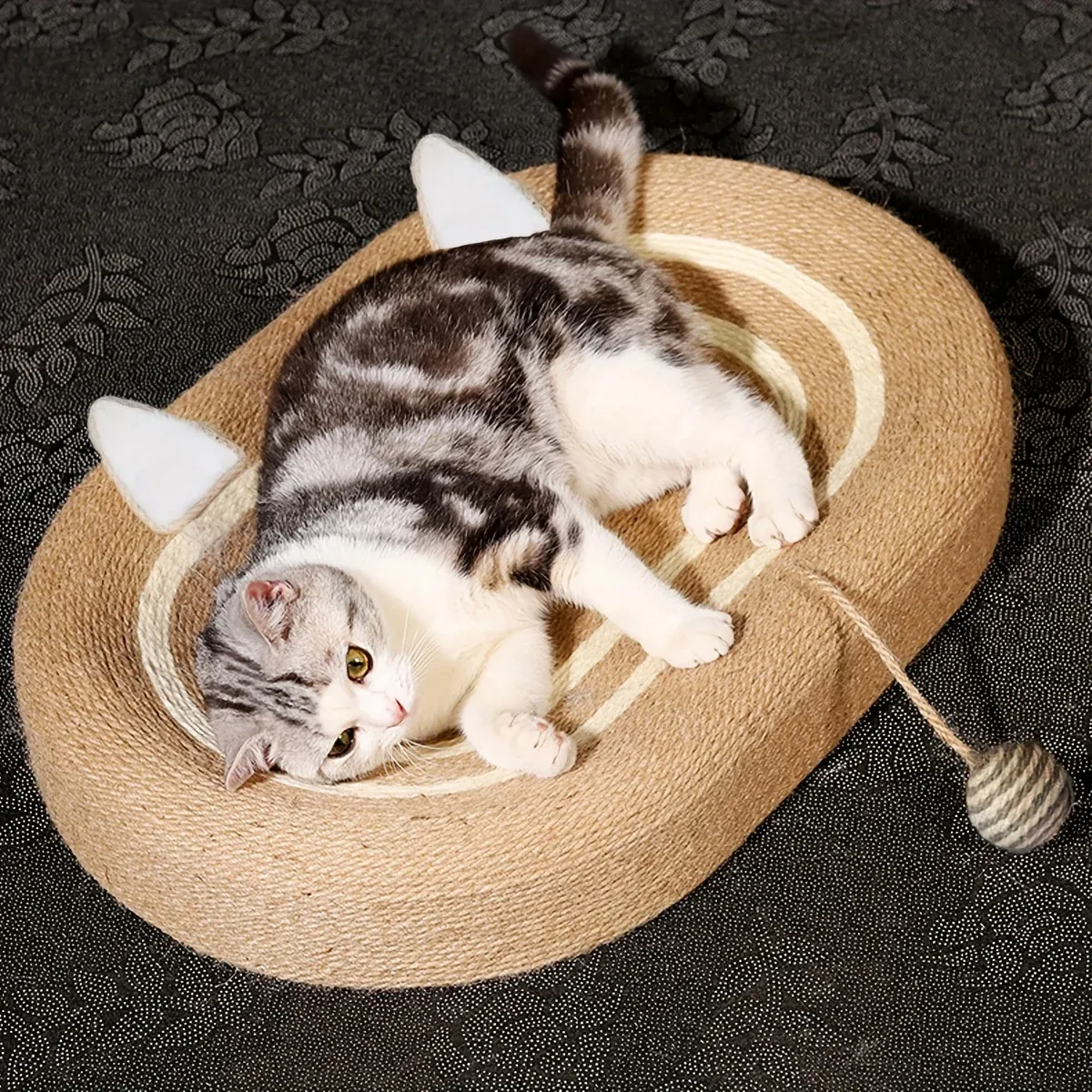 Extra-Large Sisal Cat Scratch Bed – Scratch & Nap 12 Sisal Basin Cat Scratch Board Cat Paw Board Basin Cat Bed Kitten Scratcher Pad – photo 12