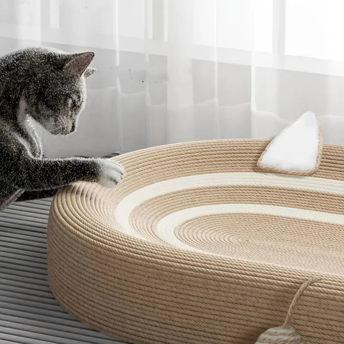 Extra-Large Sisal Cat Scratch Bed – Scratch & Nap 15 Sisal Basin Cat Scratch Board Cat Paw Board Basin Cat Bed Kitten Scratcher Pad – photo 15