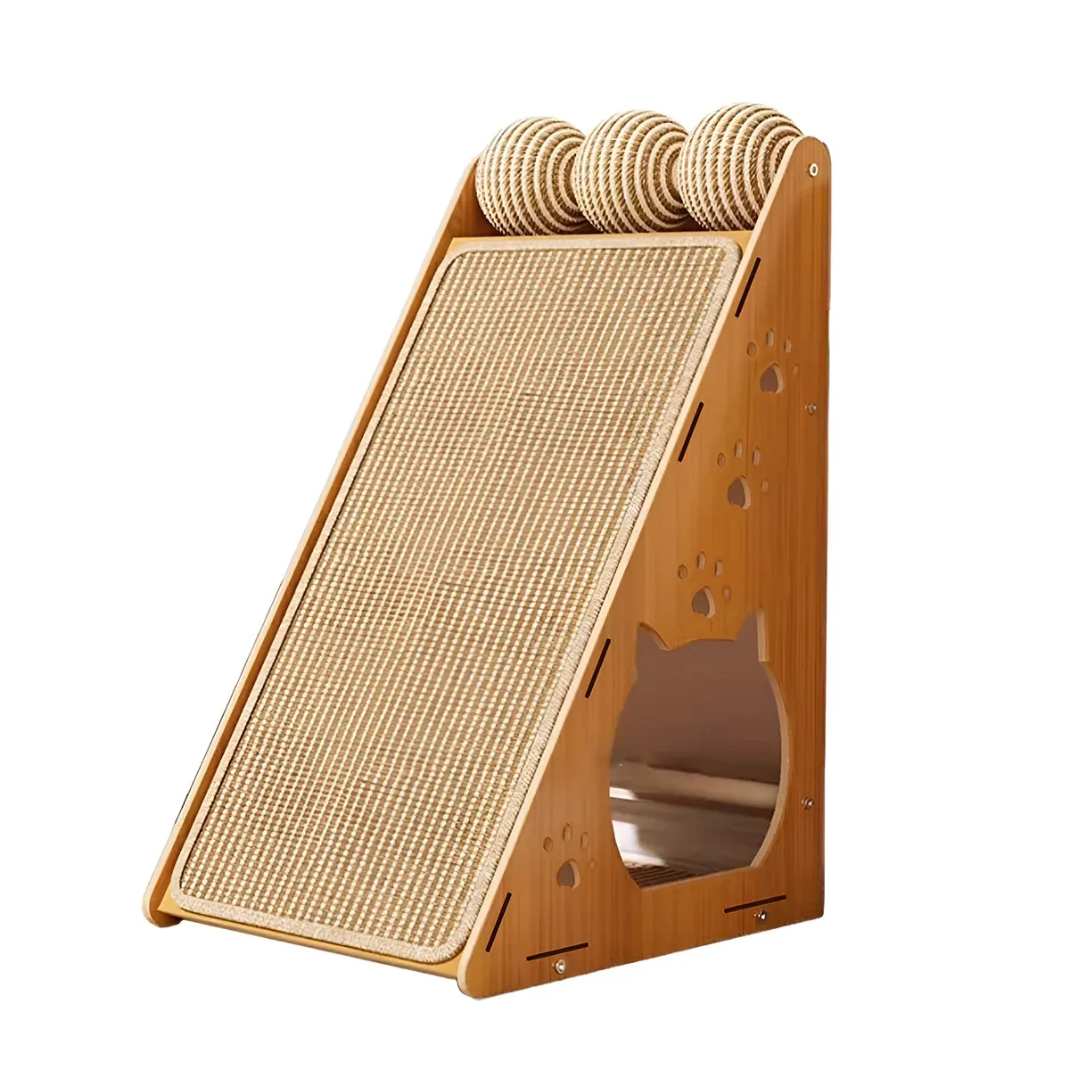 Wall-Mounted Cat Scratcher - Space-Saving Sisal Post 2 Vertical Wall Mounted Non Shedding Cat Scratcher Corrugated Paper Durable – photo 2